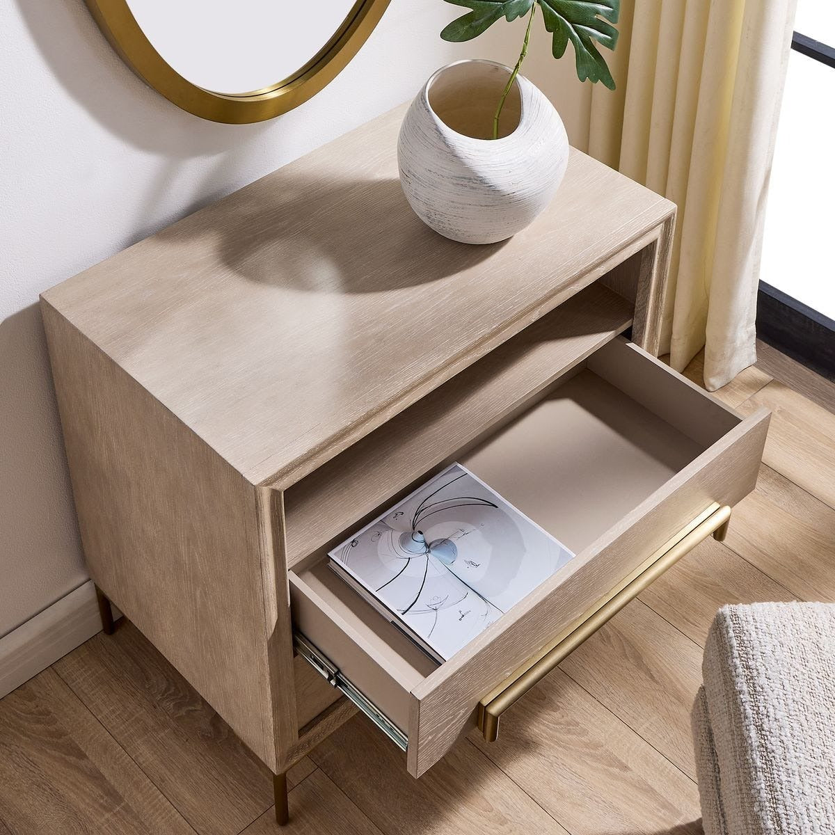 Alessia Modern Side Table in Light Oak