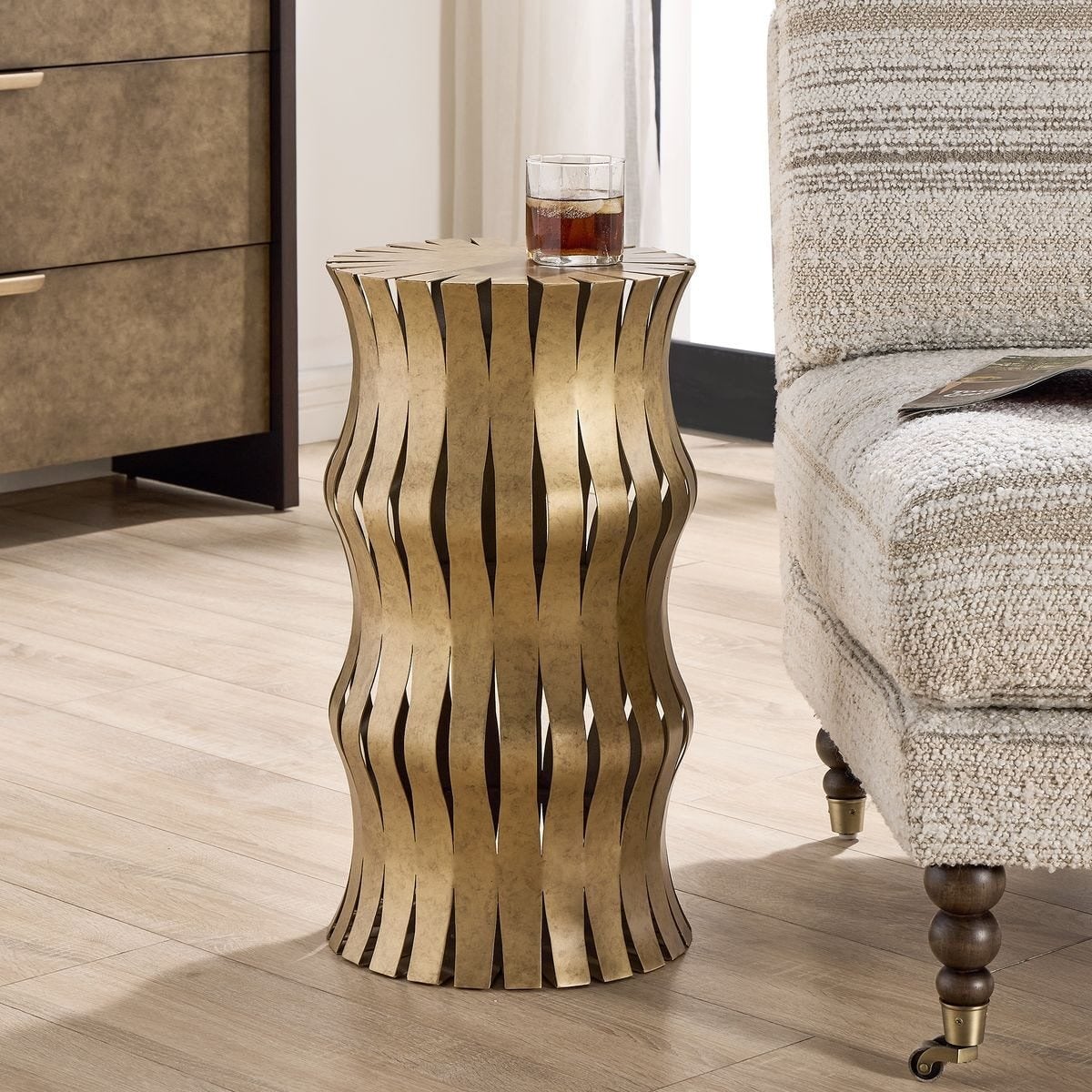 Arida Accent Table in Aged Gold