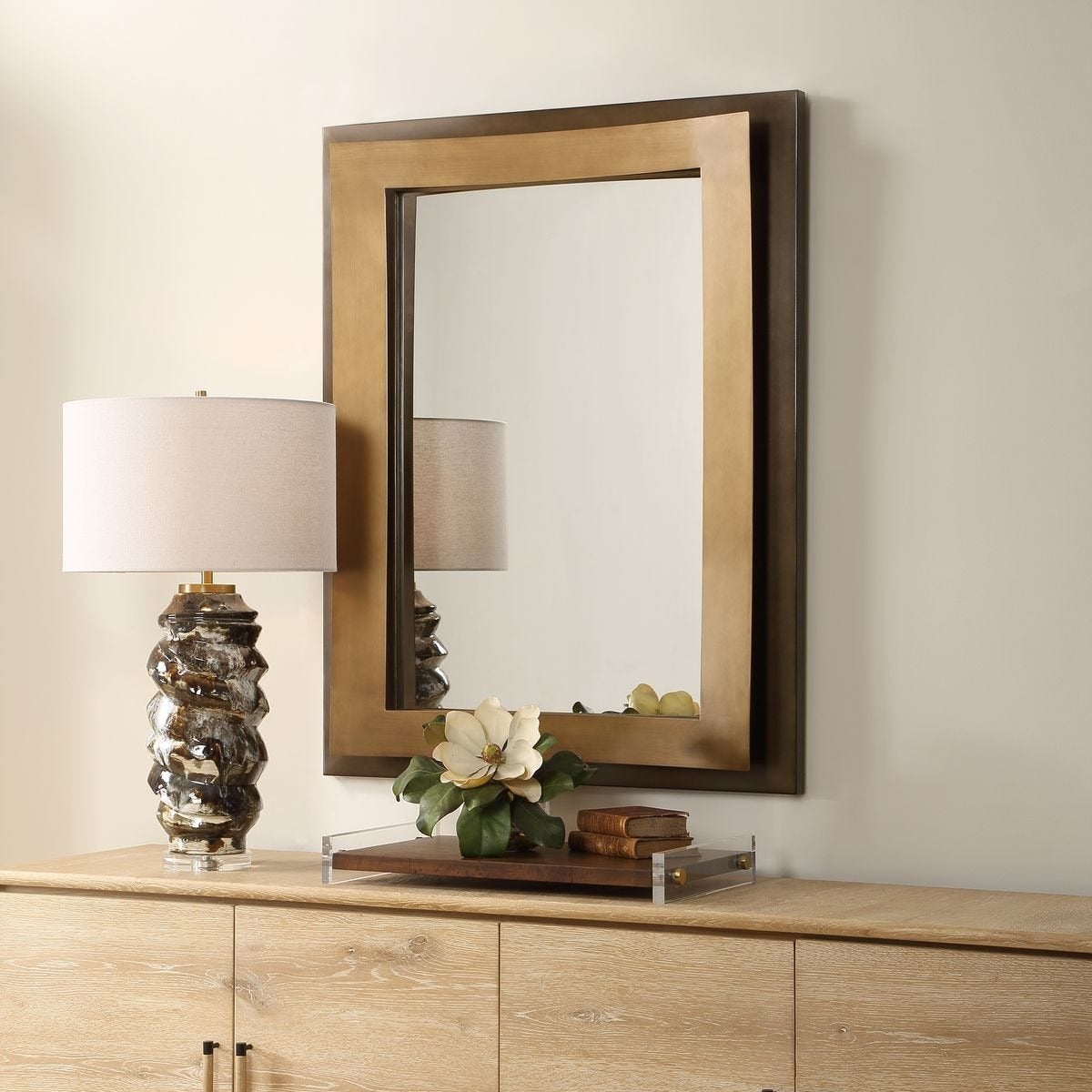 Around The Bend Mirror in Golden Bronze