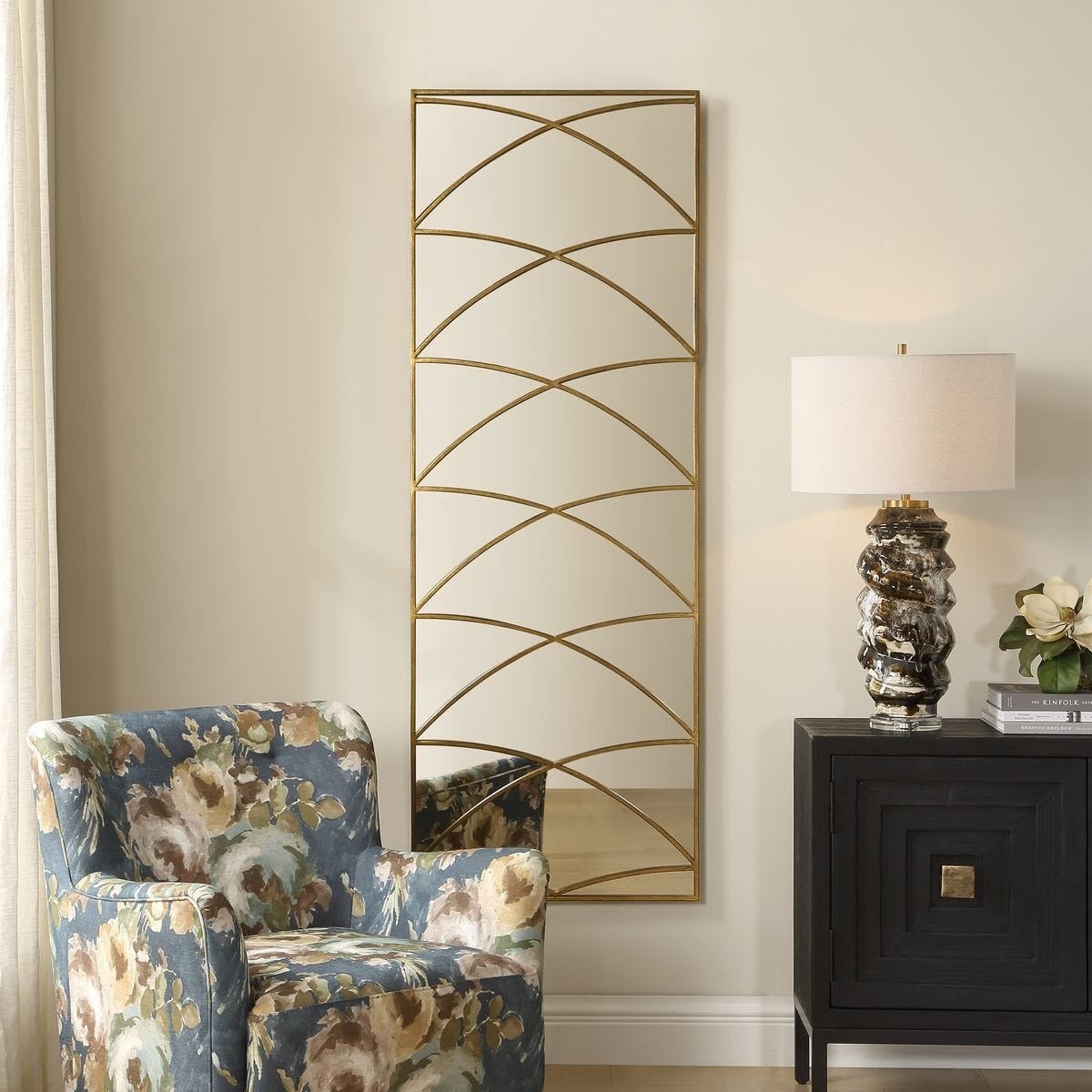 Crossed Up Full Length Mirror in Gold