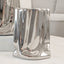 Vega Petite Paper Bag Style Silver Ceramic Vase