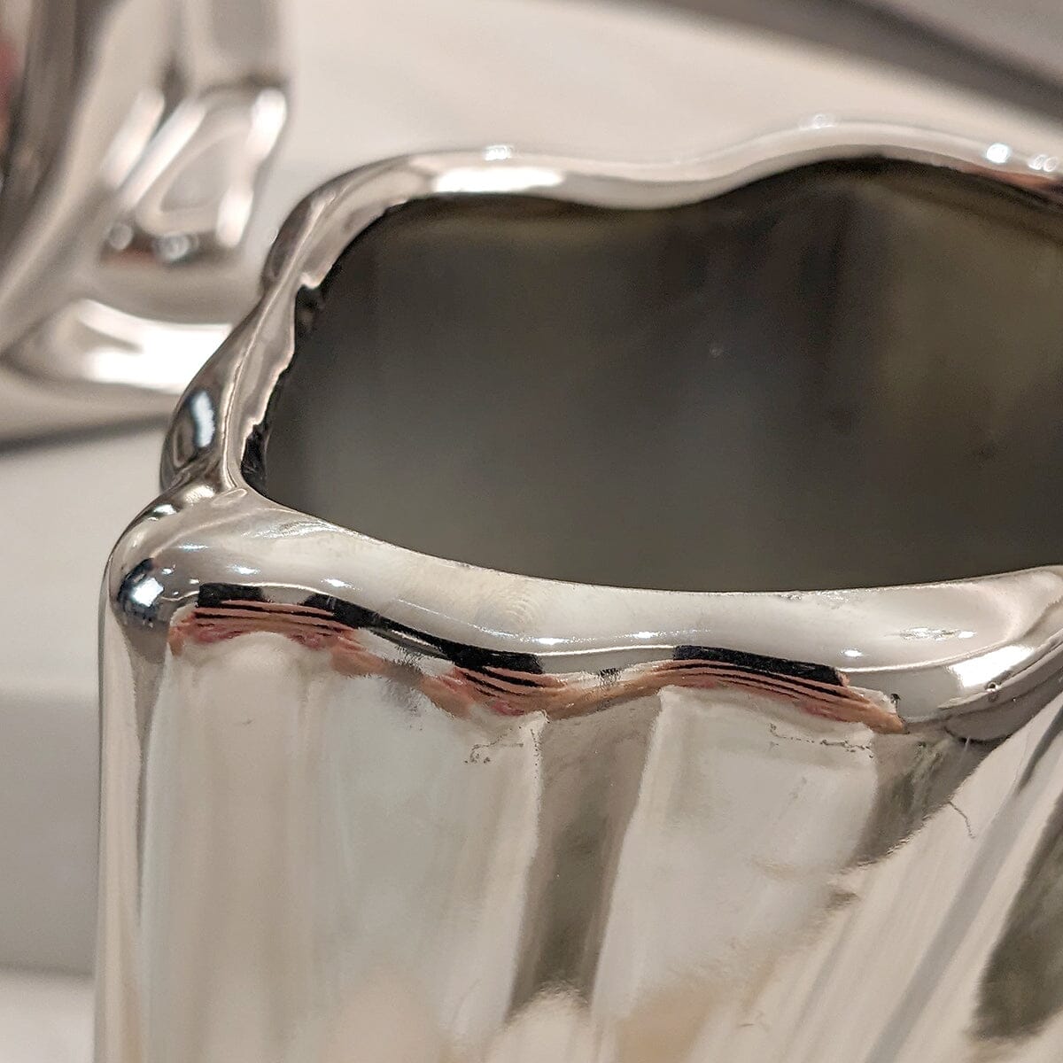 Vega Petite Paper Bag Style Silver Ceramic Vase