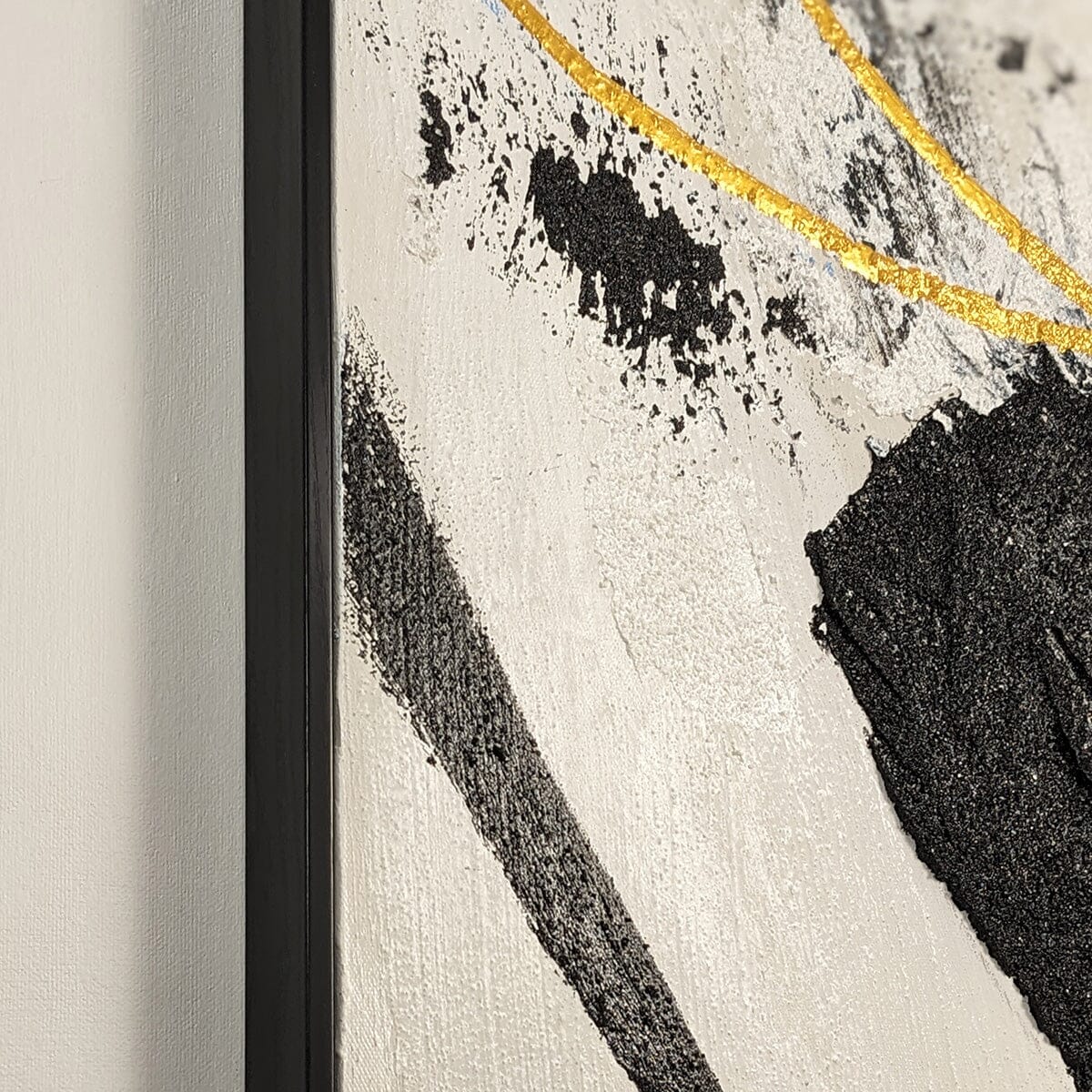 Verona Black, Taupe & White Abstract Paint Brush Effect Textured Canvas Wall Art