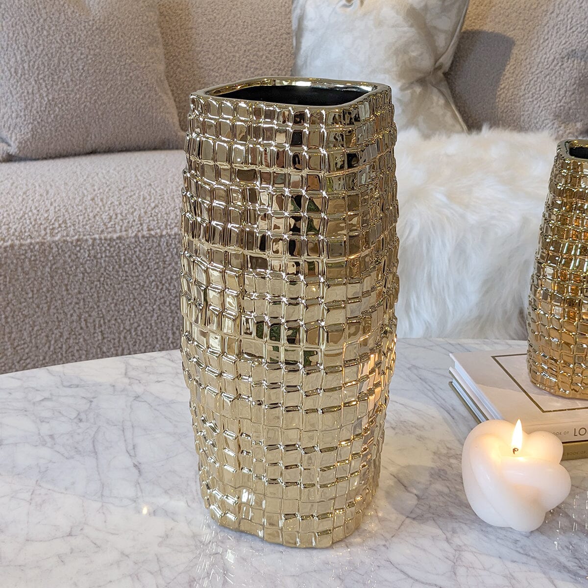 Vieste Large Gold Abstract Vase