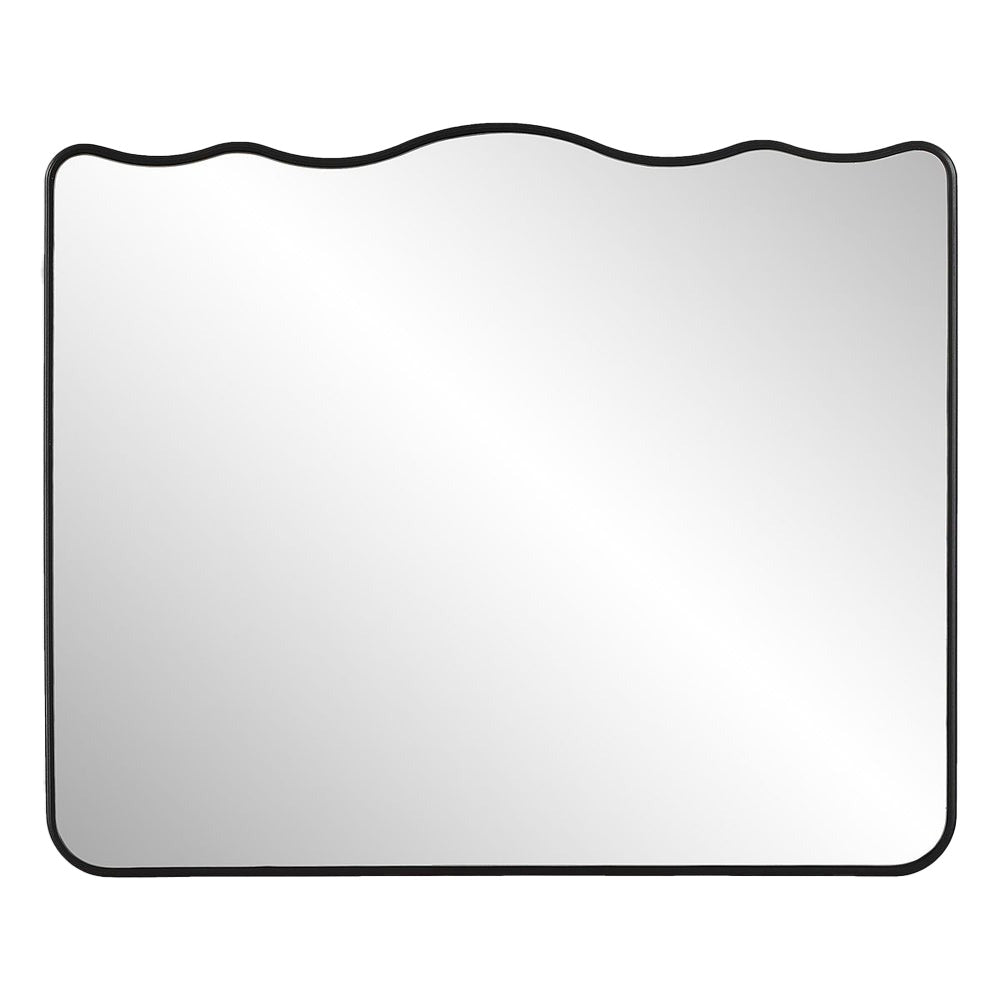 Grace Scalloped Mirror in Black