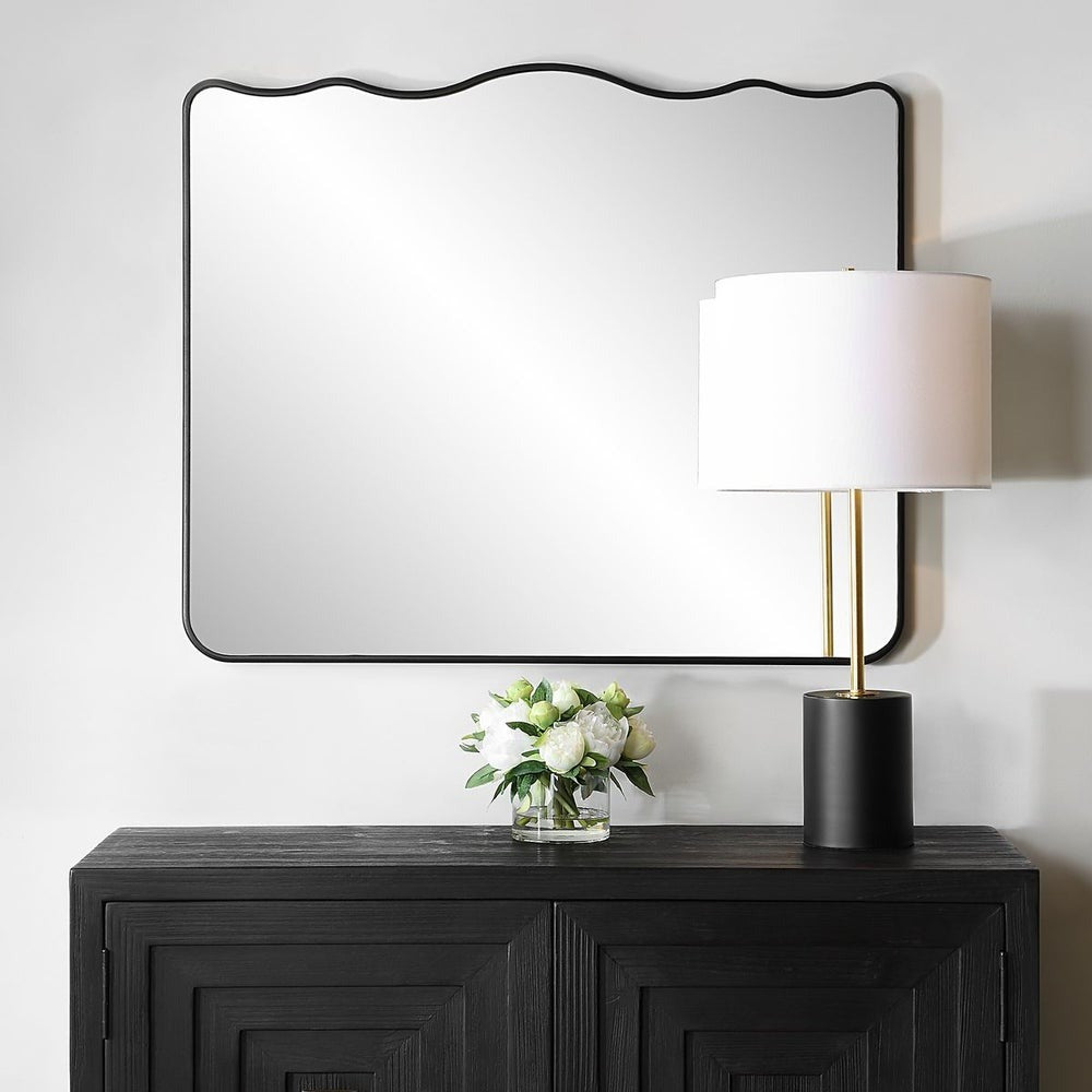 Grace Scalloped Mirror in Black