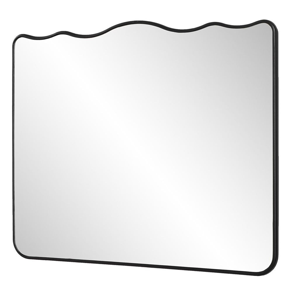 Grace Scalloped Mirror in Black