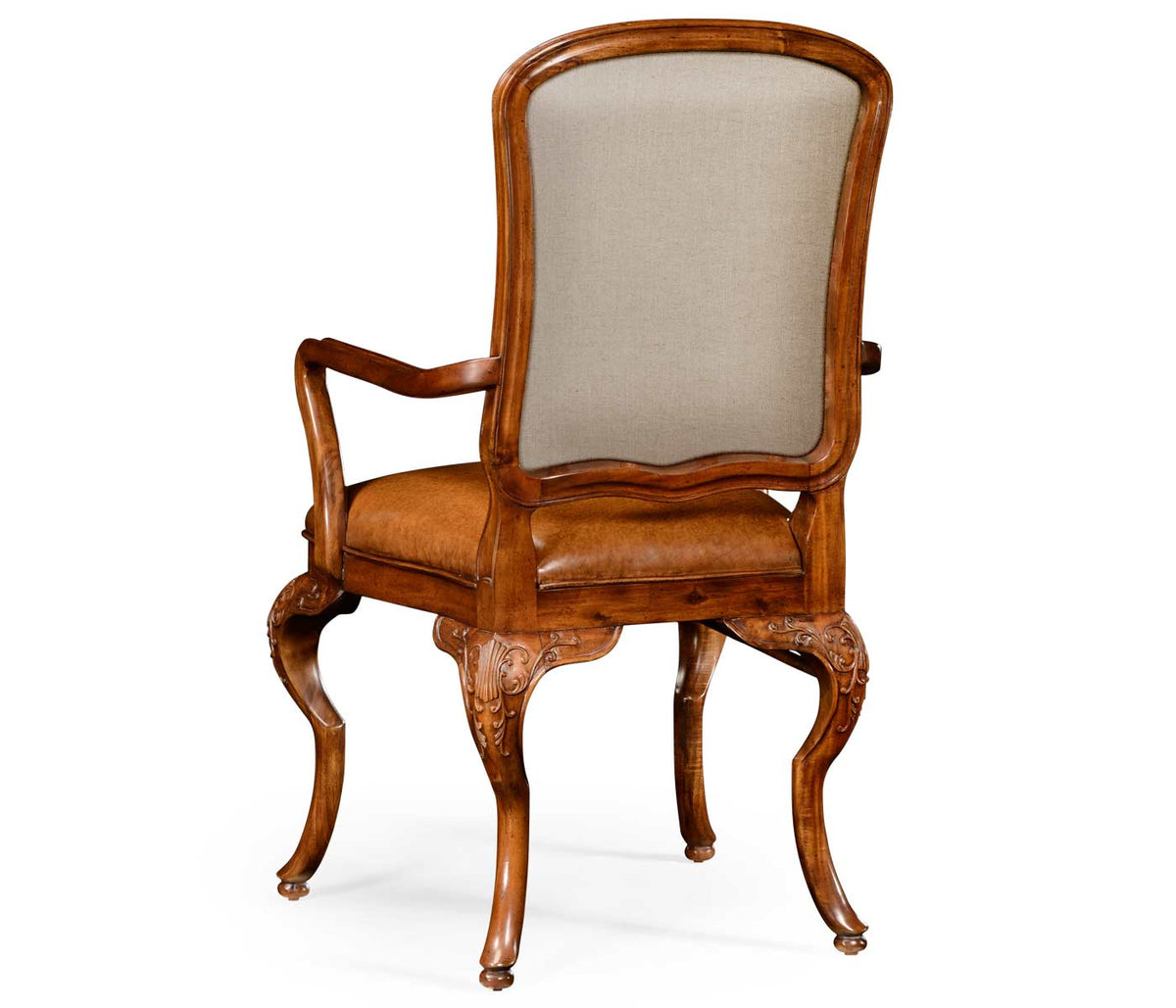 Dining Chair with Arms Louis XV with Leather Seat