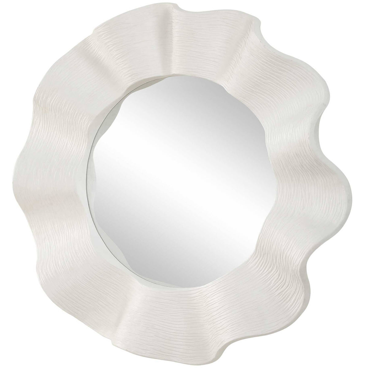 Wave Length Round White Mirror