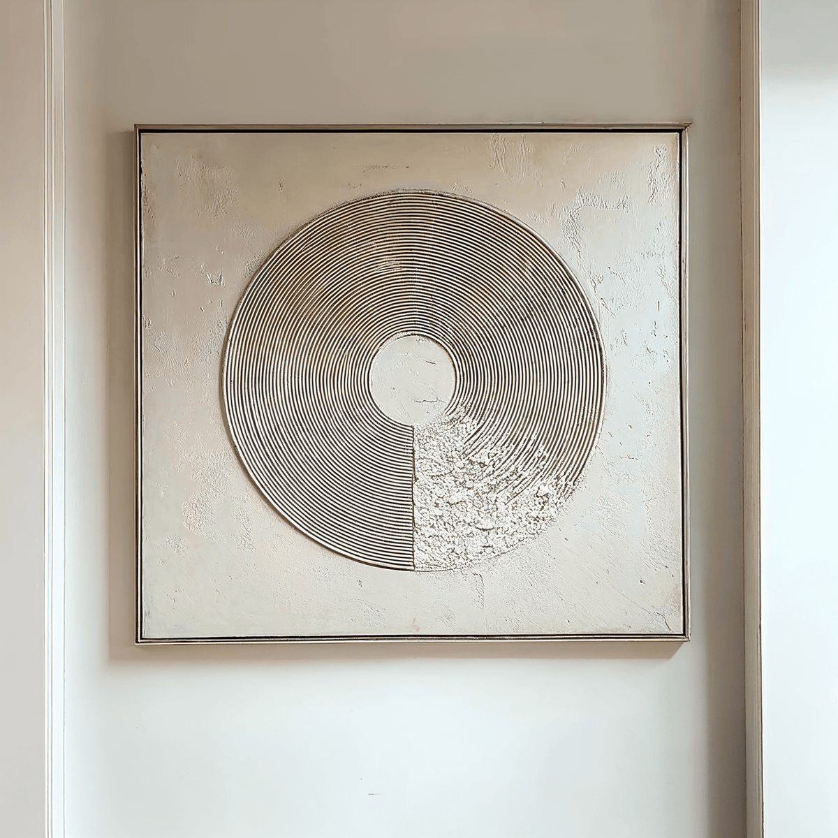 Westborne Cream & Gold Spiral Textured Canvas Wall Art