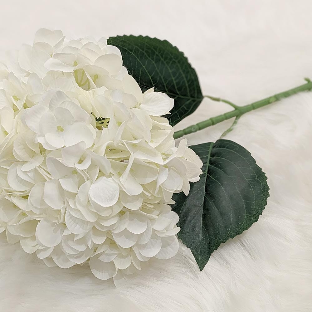 White Giant Pom Pom Hydrangea Single Stem Flower - Set of 3
