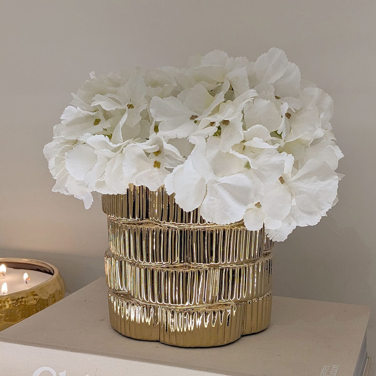 Willow Gold Ribbed Ceramic Planter