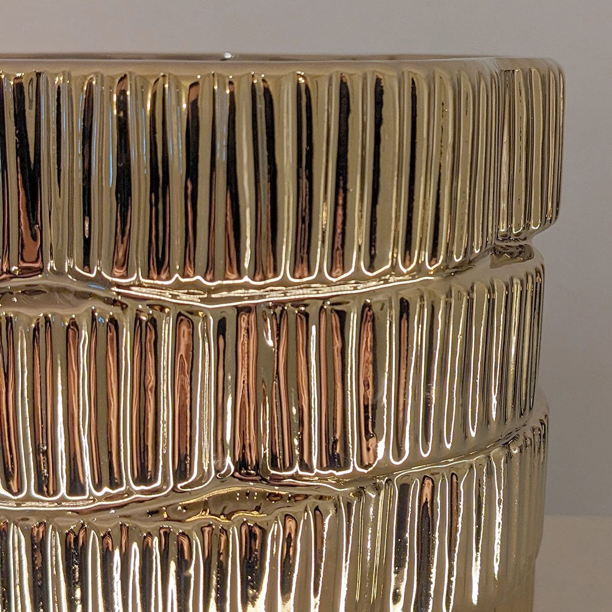 Willow Gold Ribbed Ceramic Planter