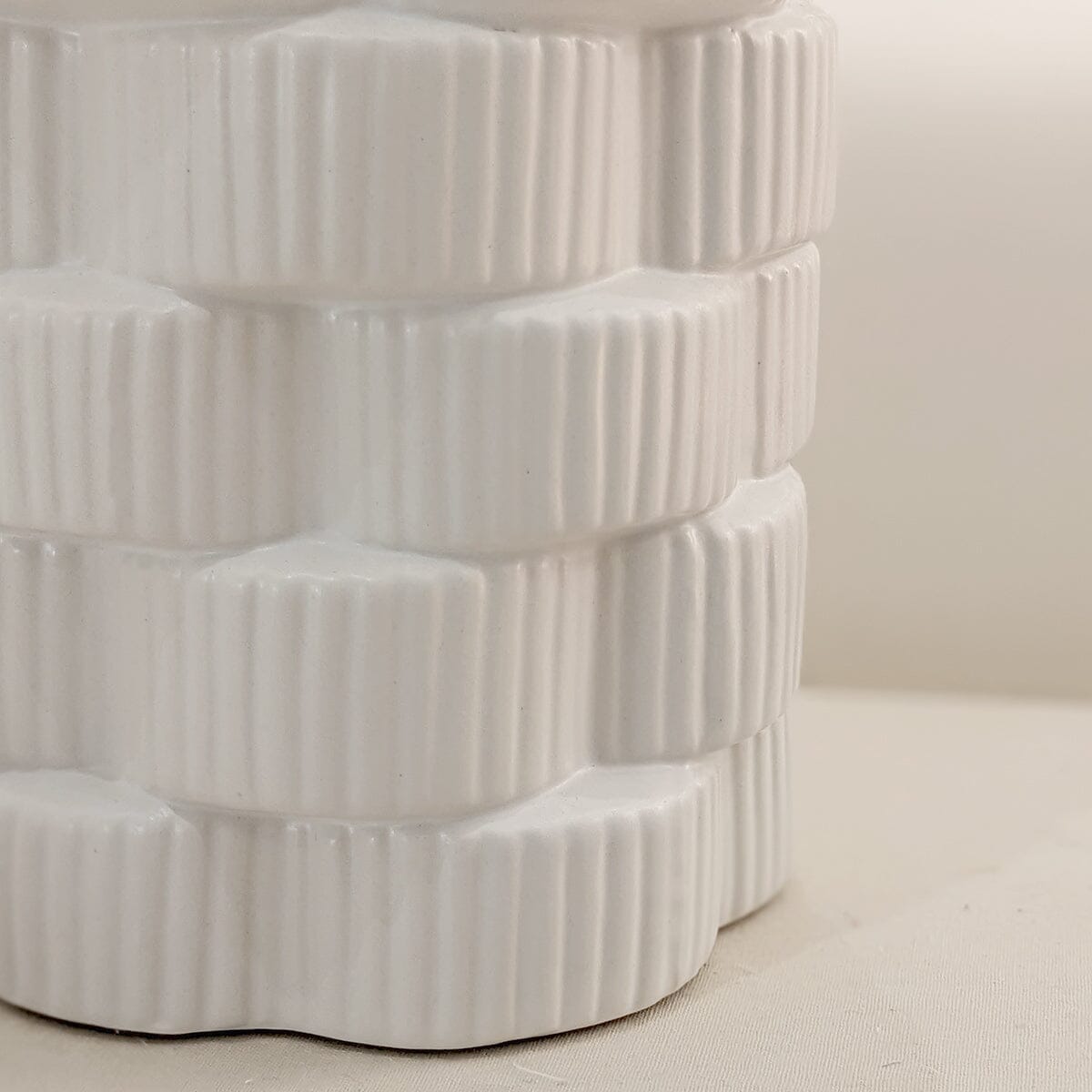 Willow Medium White Ribbed Ceramic Vase