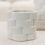 Willow White Ribbed Ceramic Planter