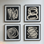 Winchester Monochrome Abstract Squiggle Framed Wall Art - Set of 4