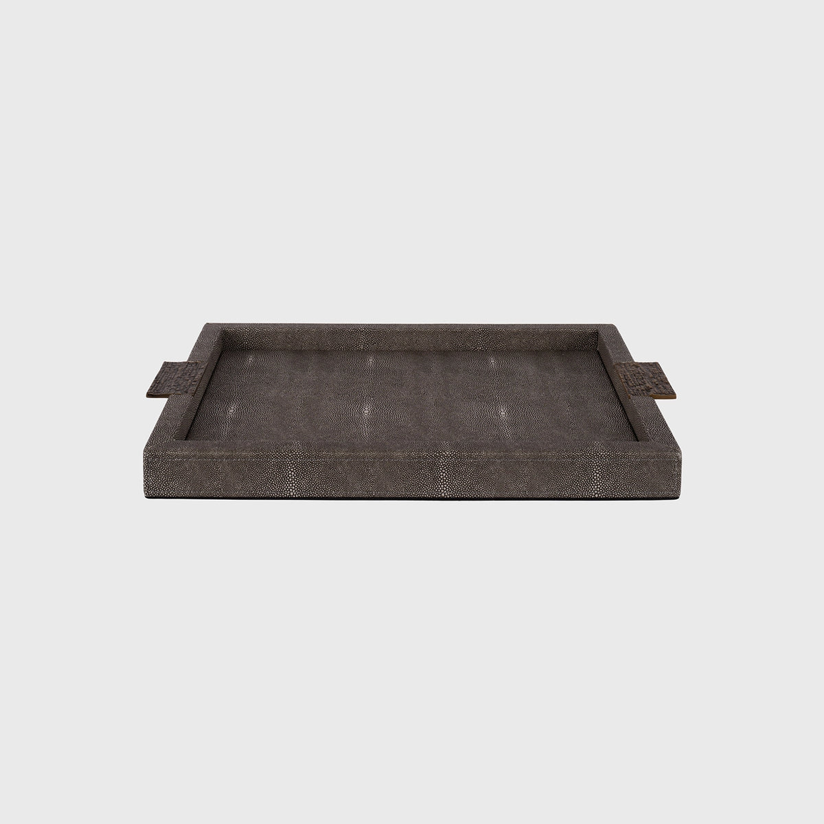 Wode Rectangular Tray Dark Faux Shagreen Leather