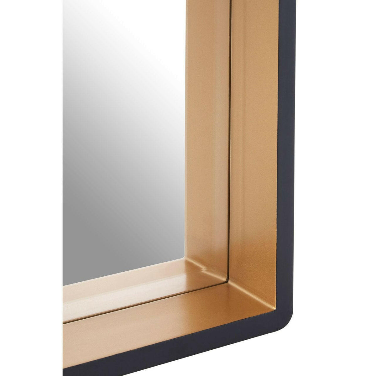 Small Black Wall Mirror With Gold Edge.