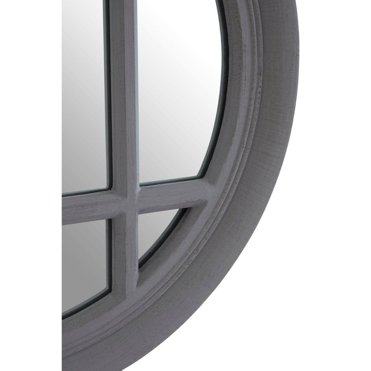Flat Wood Round Grey Wall Mirror.