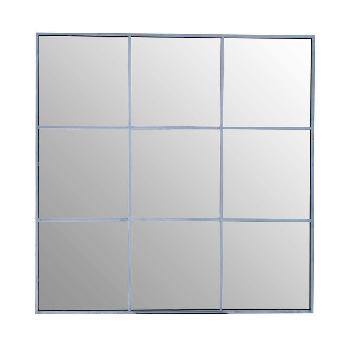 Grid Wall Mirror With Silver Finish Frame.