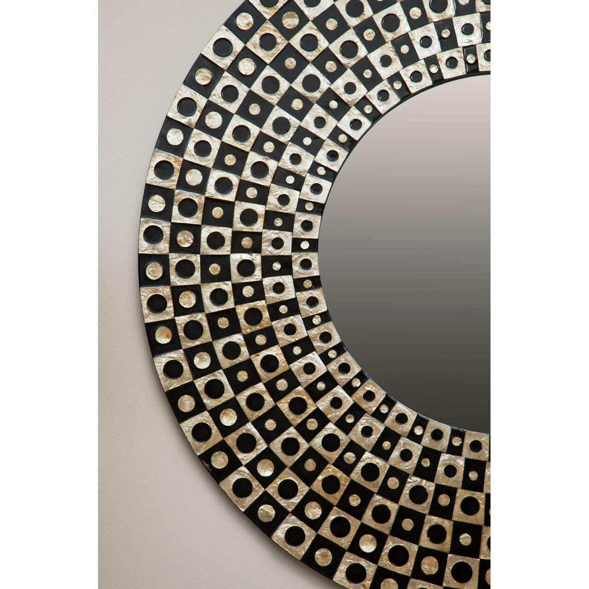 Palu Square Hole Black And Gold Wall Mirror.