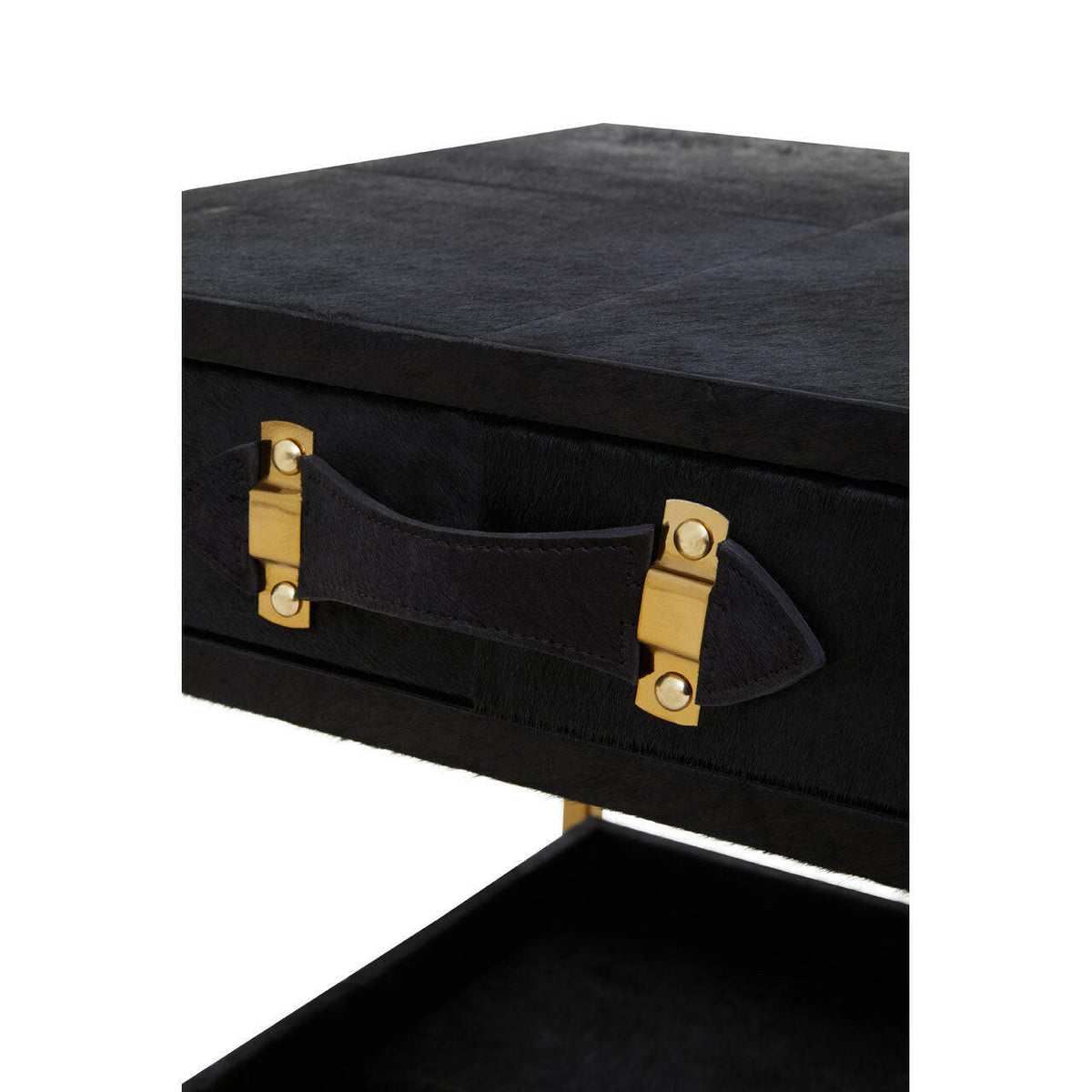 Kensington Townhouse Hair On Hide Black And Gold Bedside Table.