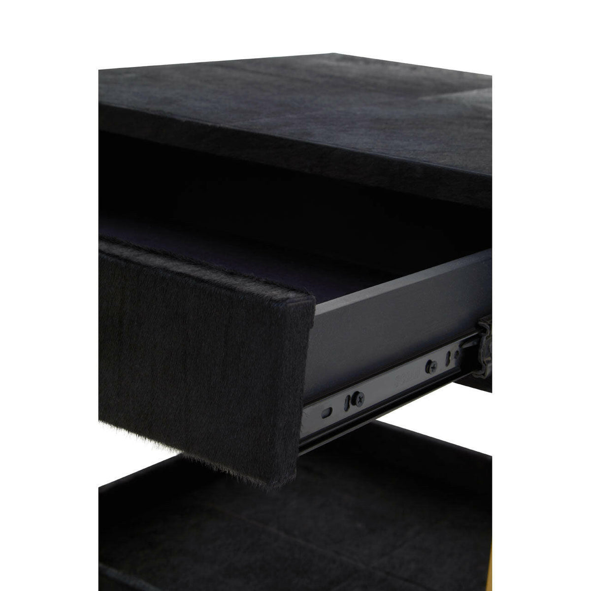 Kensington Townhouse Hair On Hide Black And Gold Bedside Table.