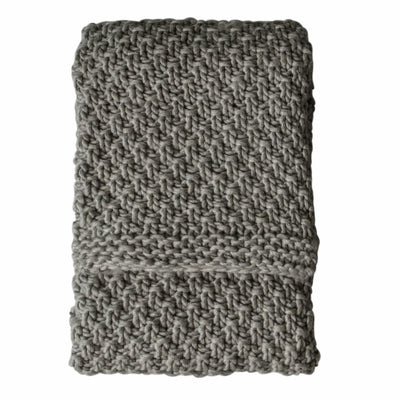 Bodhi Accessories Dubwath Chunky Knitted Throw Grey House of Isabella UK