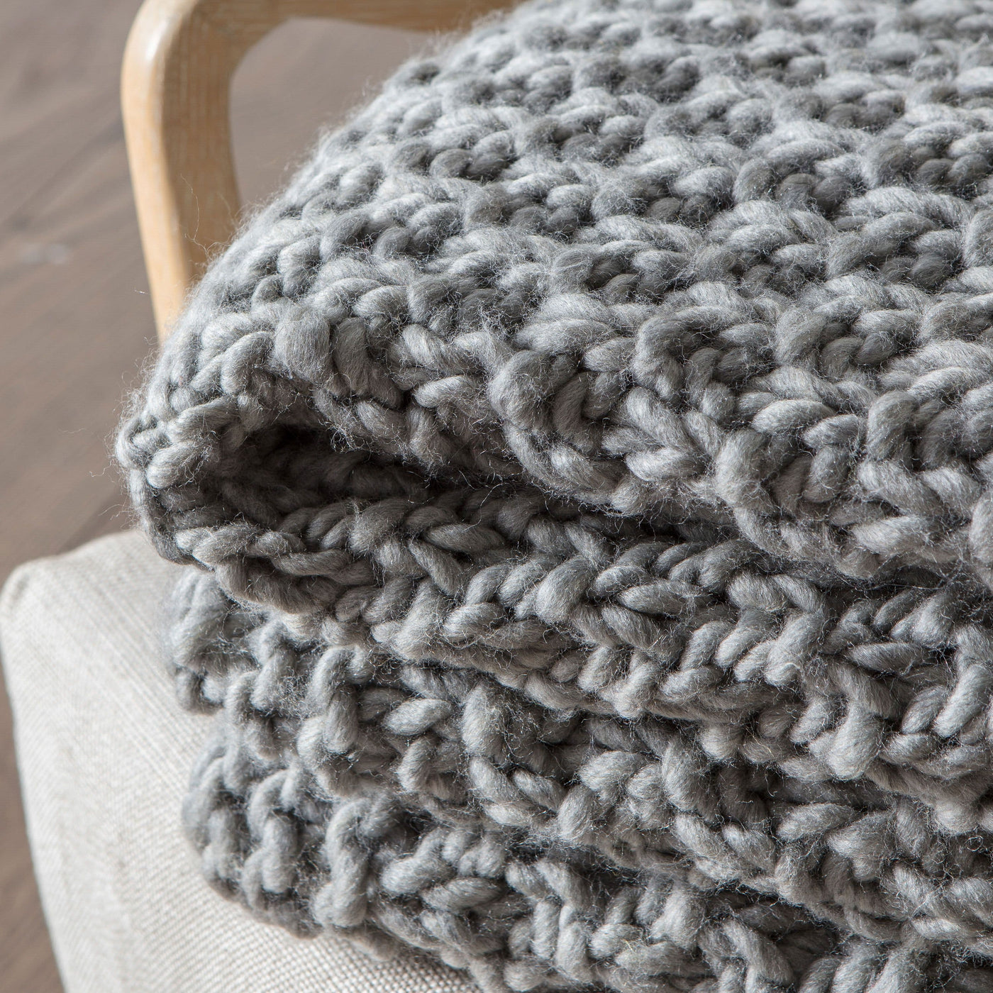 Bodhi Accessories Dubwath Chunky Knitted Throw Grey House of Isabella UK