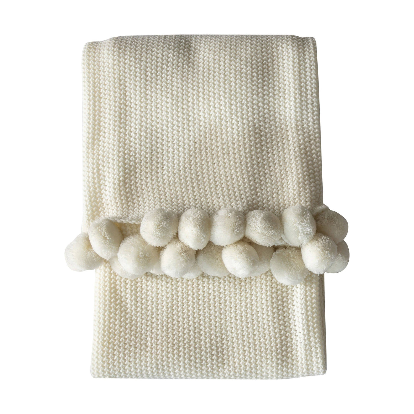 Bodhi Accessories Dubwath Stitched Pom Pom Throw Cream House of Isabella UK