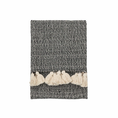 Bodhi Accessories Hockley Throw with Tassels Black House of Isabella UK