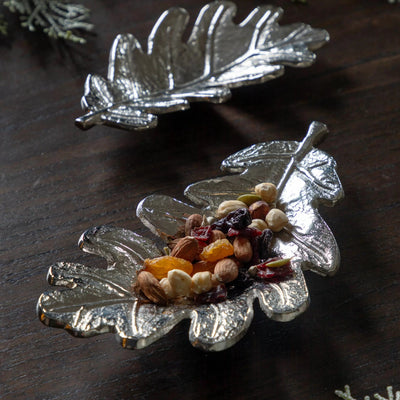 Bodhi Accessories Oak Leaf Dish Set of 2 Nickel House of Isabella UK