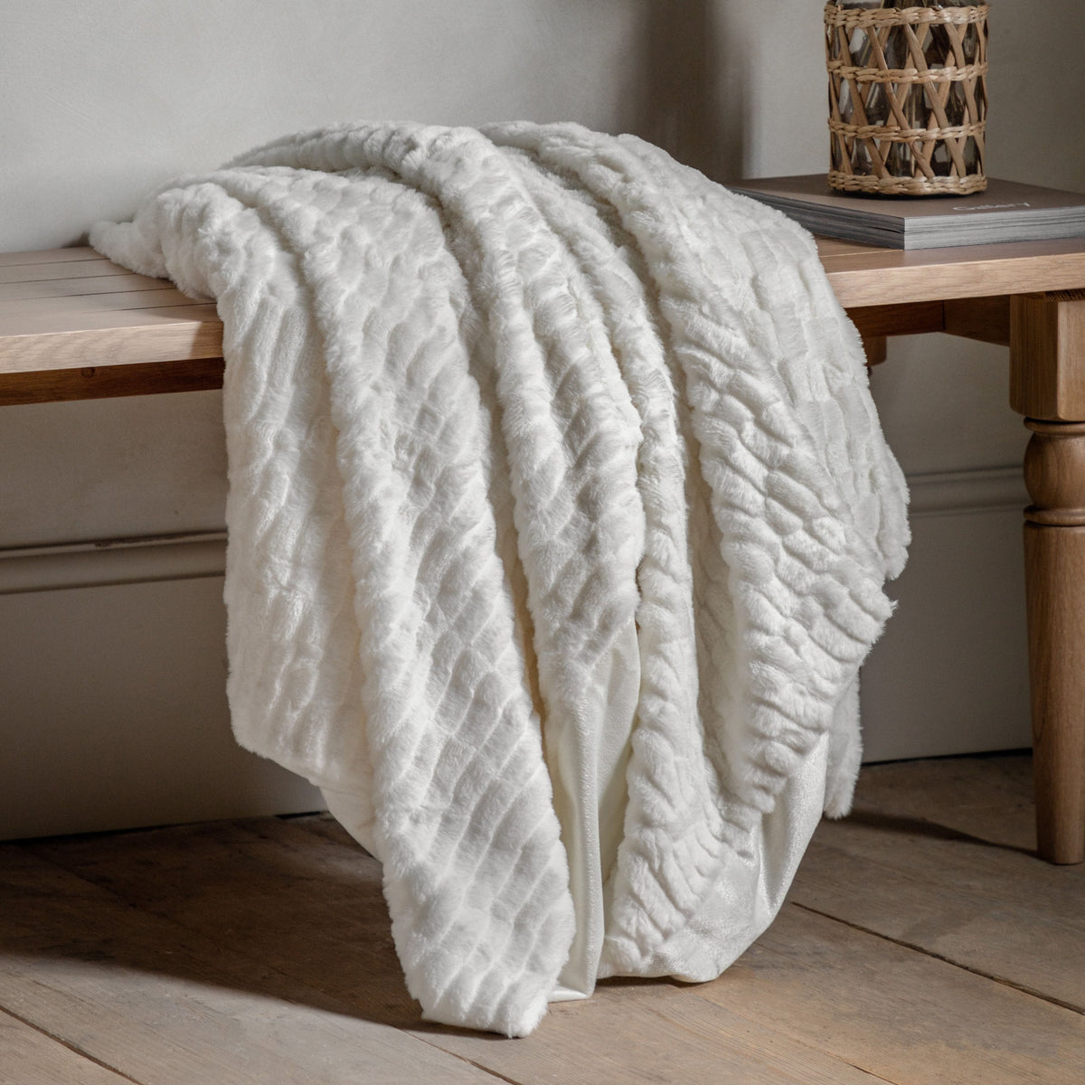 Textured Rabbit Fur Throw.