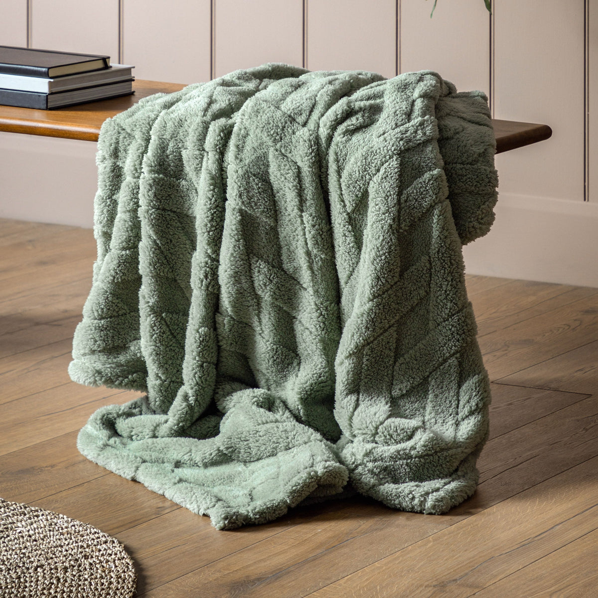 Textures Cross Knit Aspen Green 130x170cm.