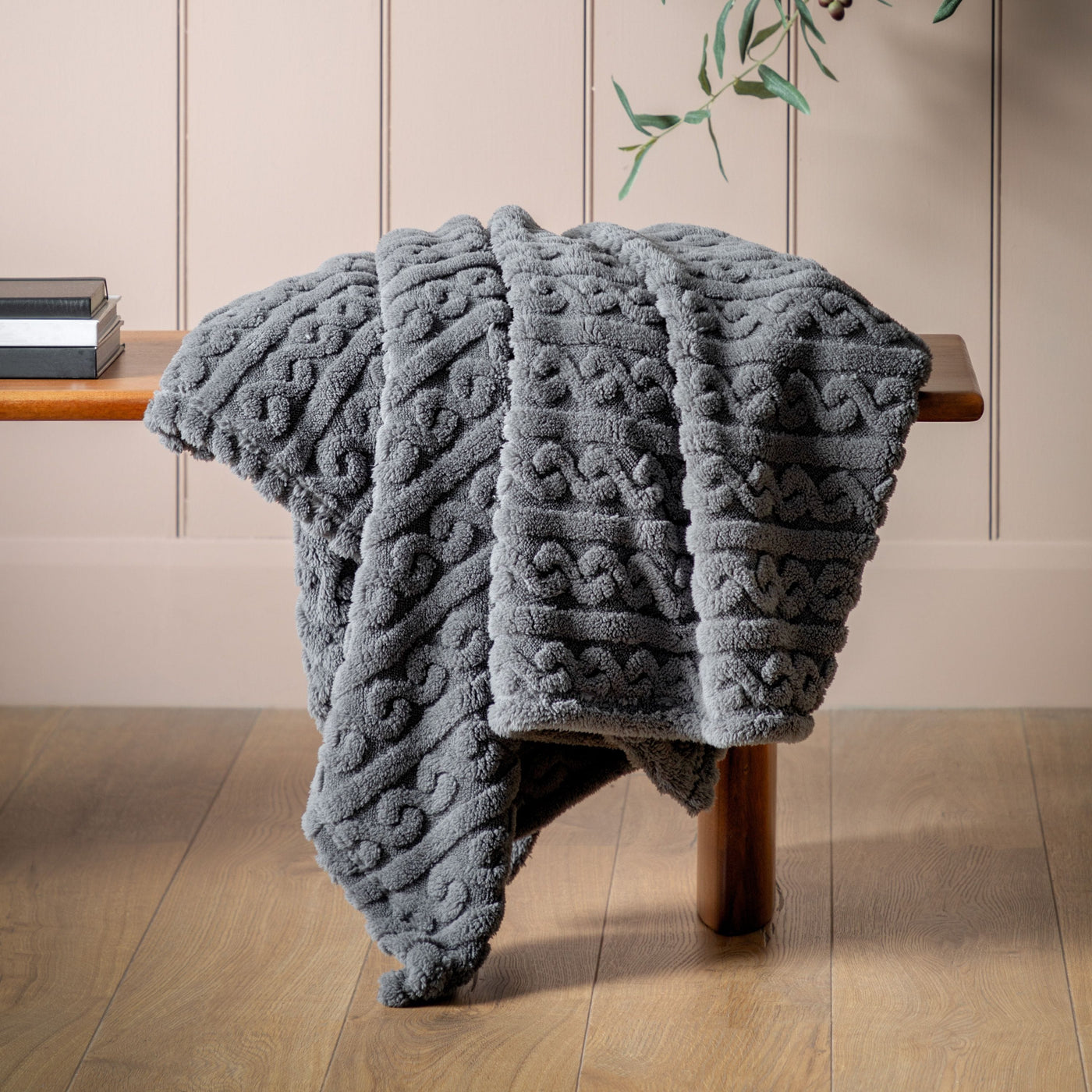 Bodhi Accessories Textures Twist Knit Grey 130x170cm House of Isabella UK