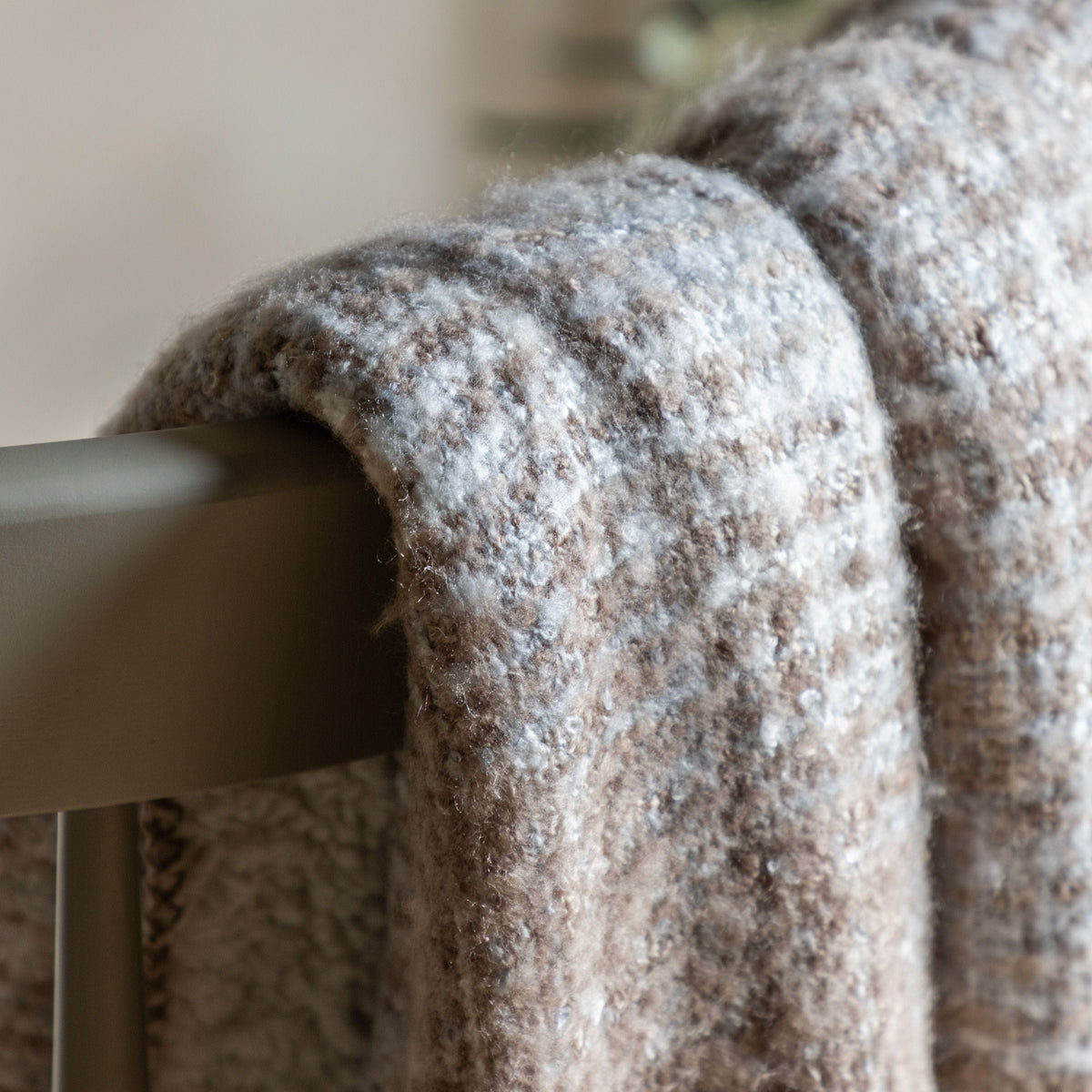 Woven Natural Faux Mohair Sherpa Throw.