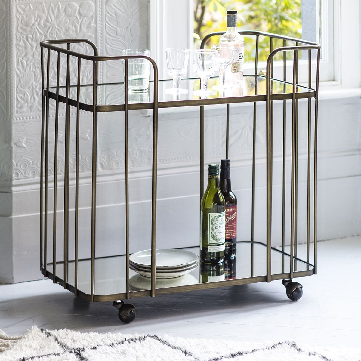 Bodhi Dining Hellesveor Drinks Trolley Bronze W750 x D460 x H790mm House of Isabella UK