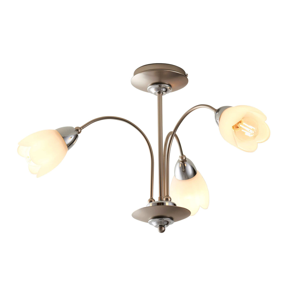 Enniscaven 3 Ceiling Lamp Satin Chrome.