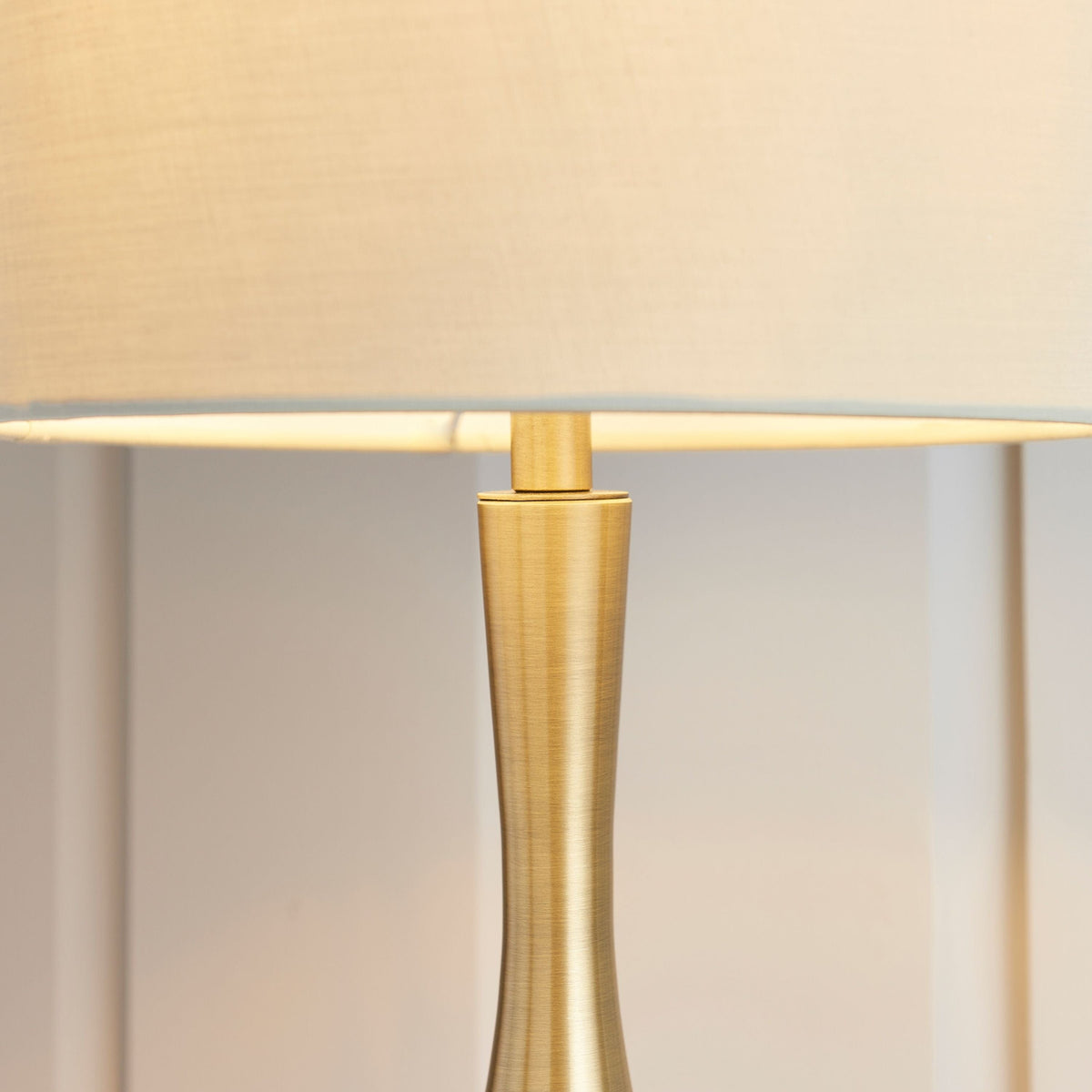Esher Table Lamp Brass & Taupe.