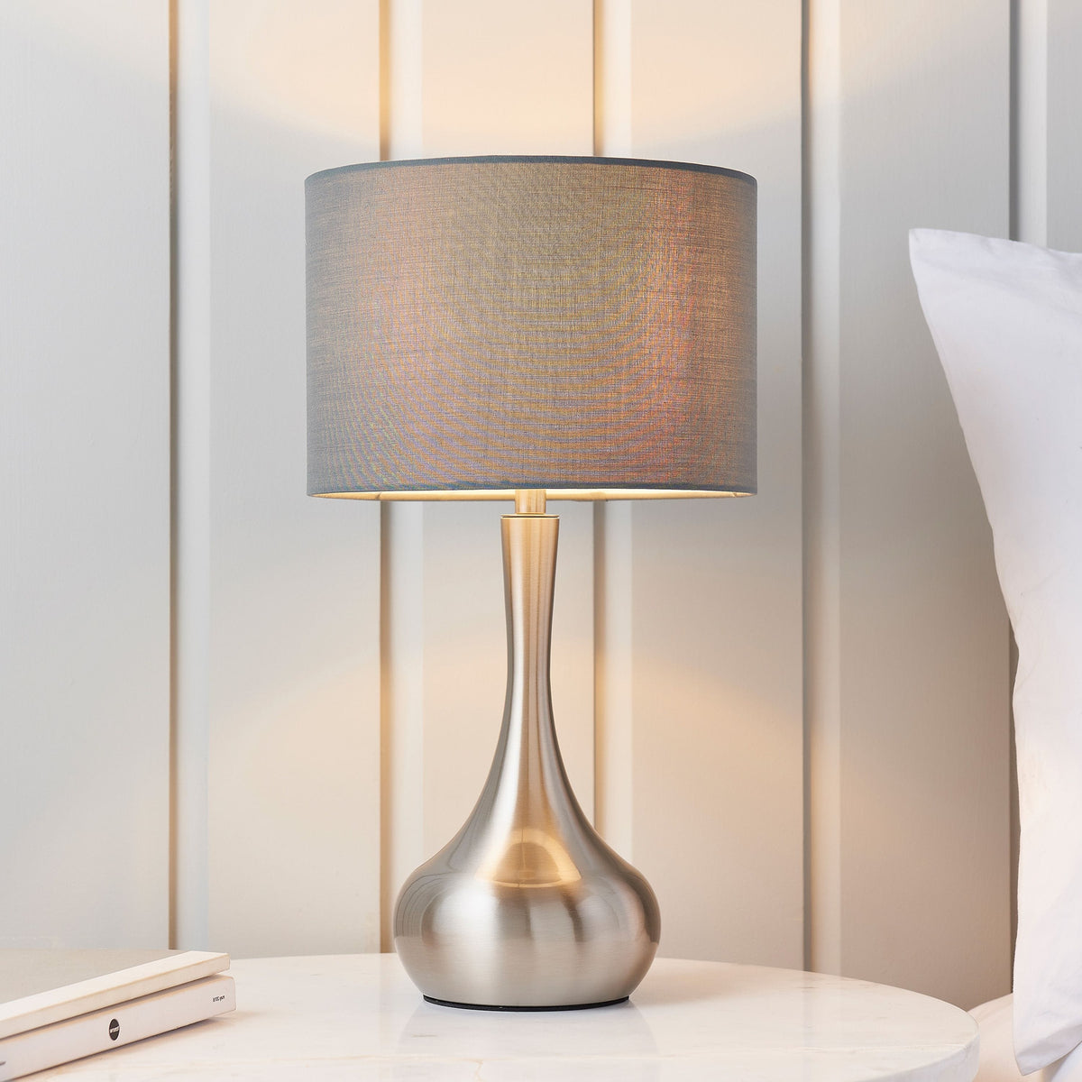 Esher Table Lamp Nickel & Dark Grey.