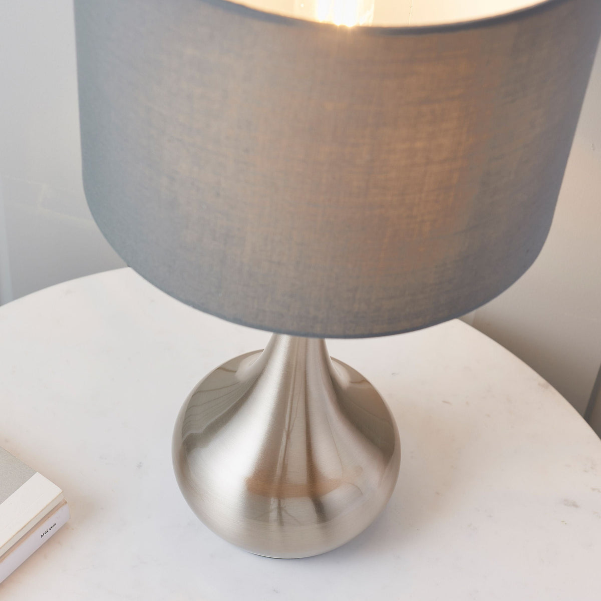 Esher Table Lamp Nickel & Dark Grey.