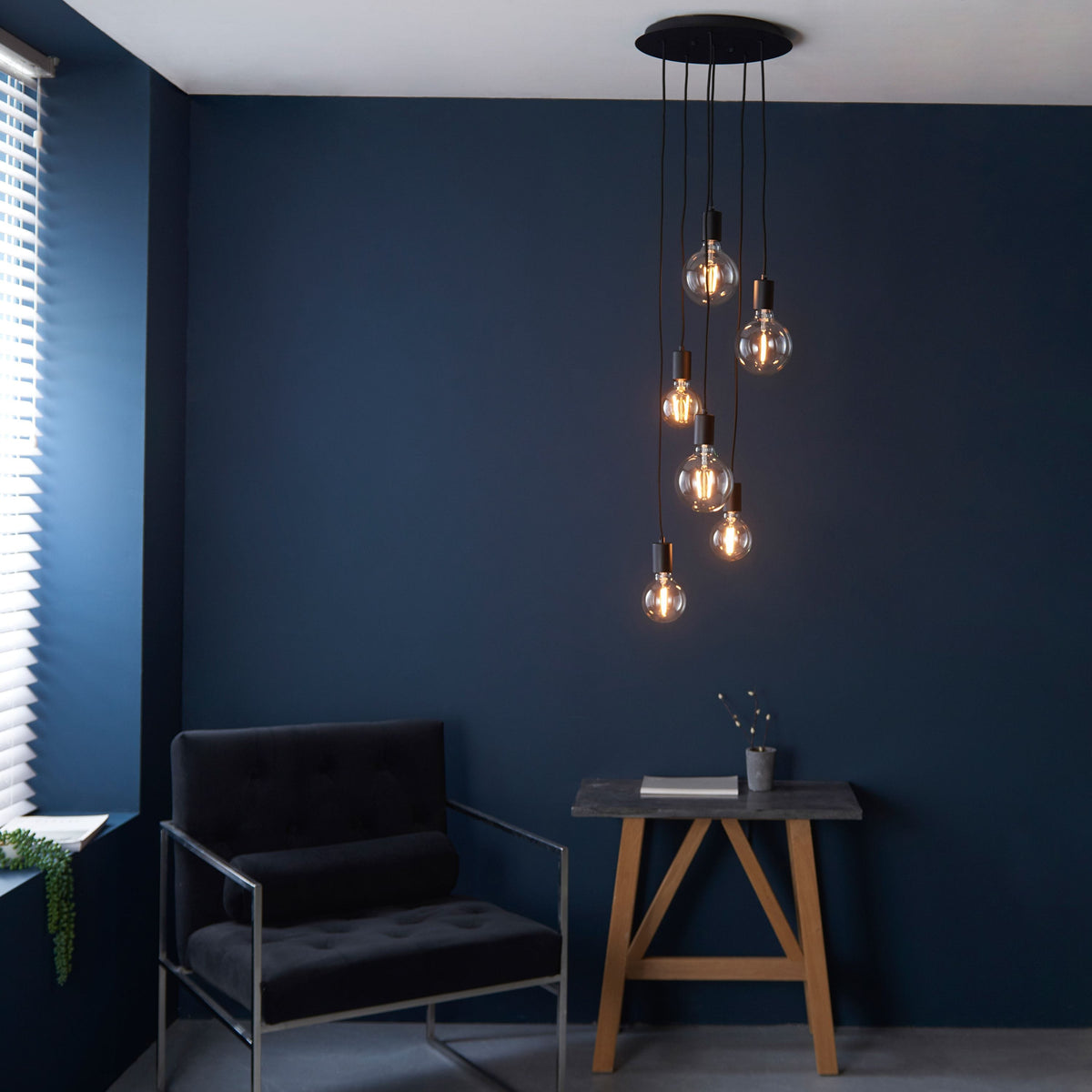Gwennap 6 Pendant Light Matt Black.