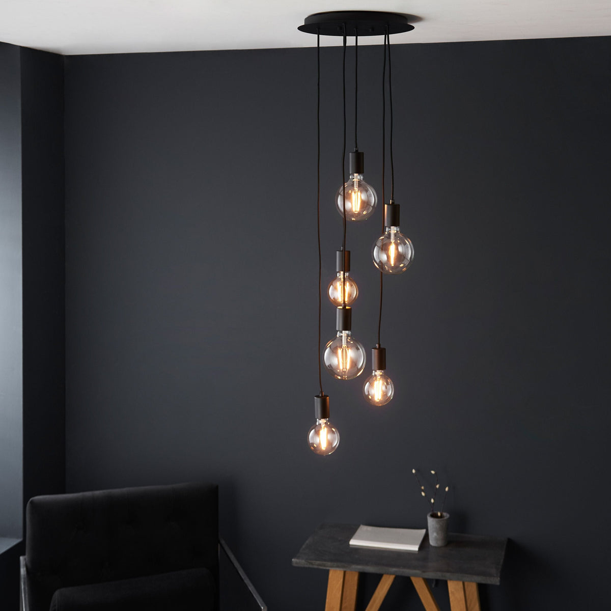 Gwennap 6 Pendant Light Matt Black.