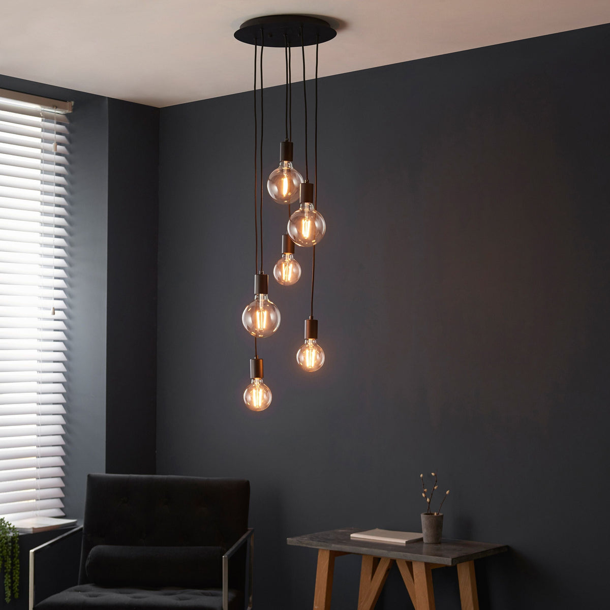 Gwennap 6 Pendant Light Matt Black.