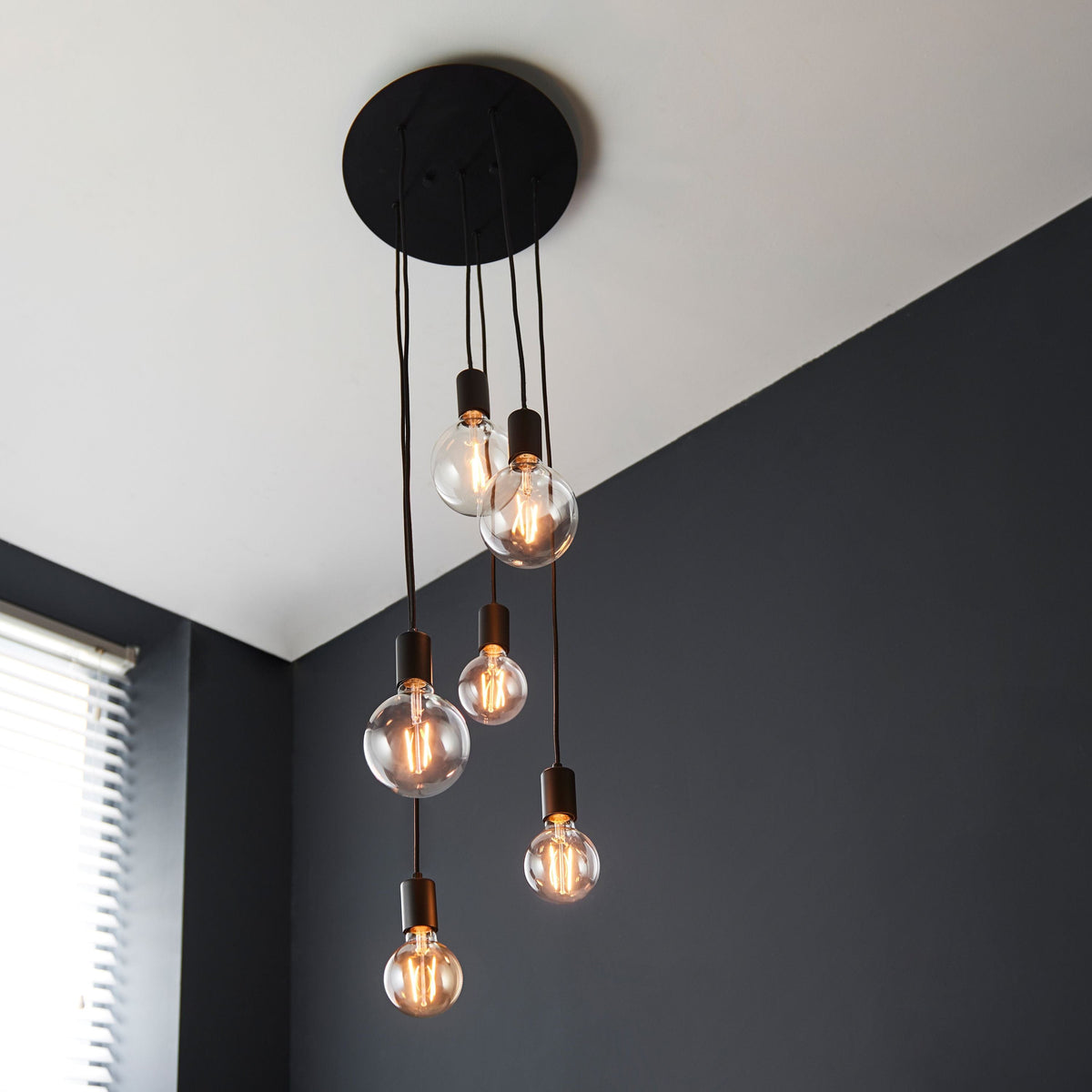 Gwennap 6 Pendant Light Matt Black.