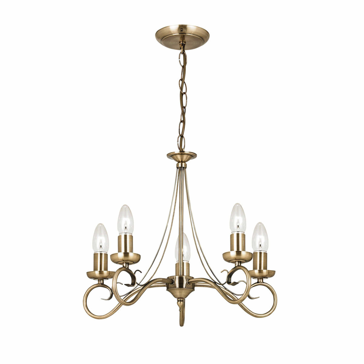Hatherleigh 5 Pendant Light Antique Brass.
