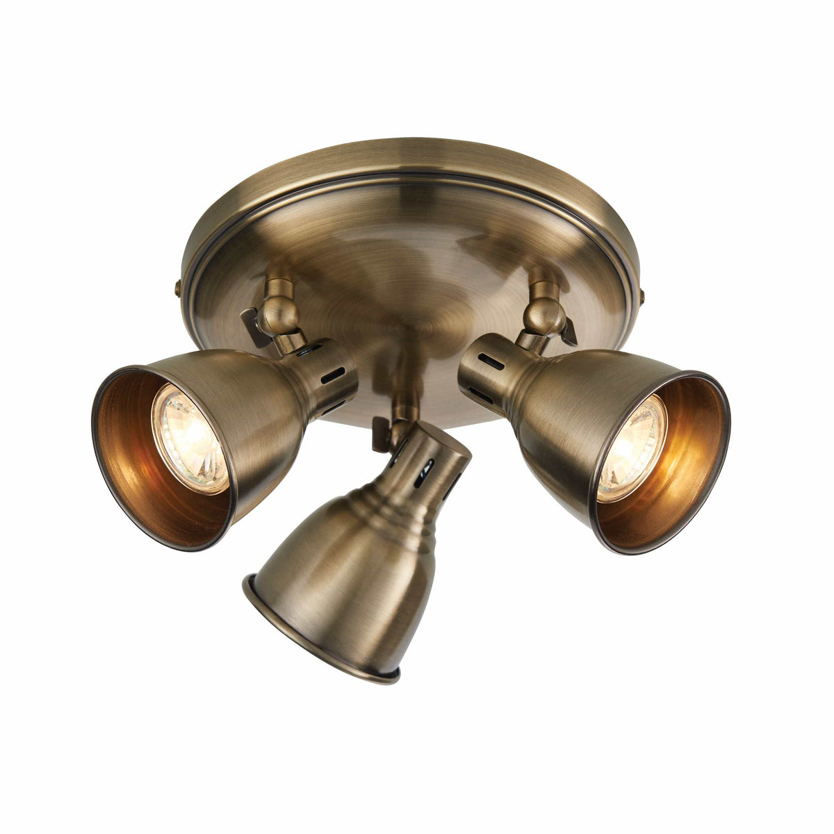 Highbridge 3 Round Ceiling Light Antique Brass.