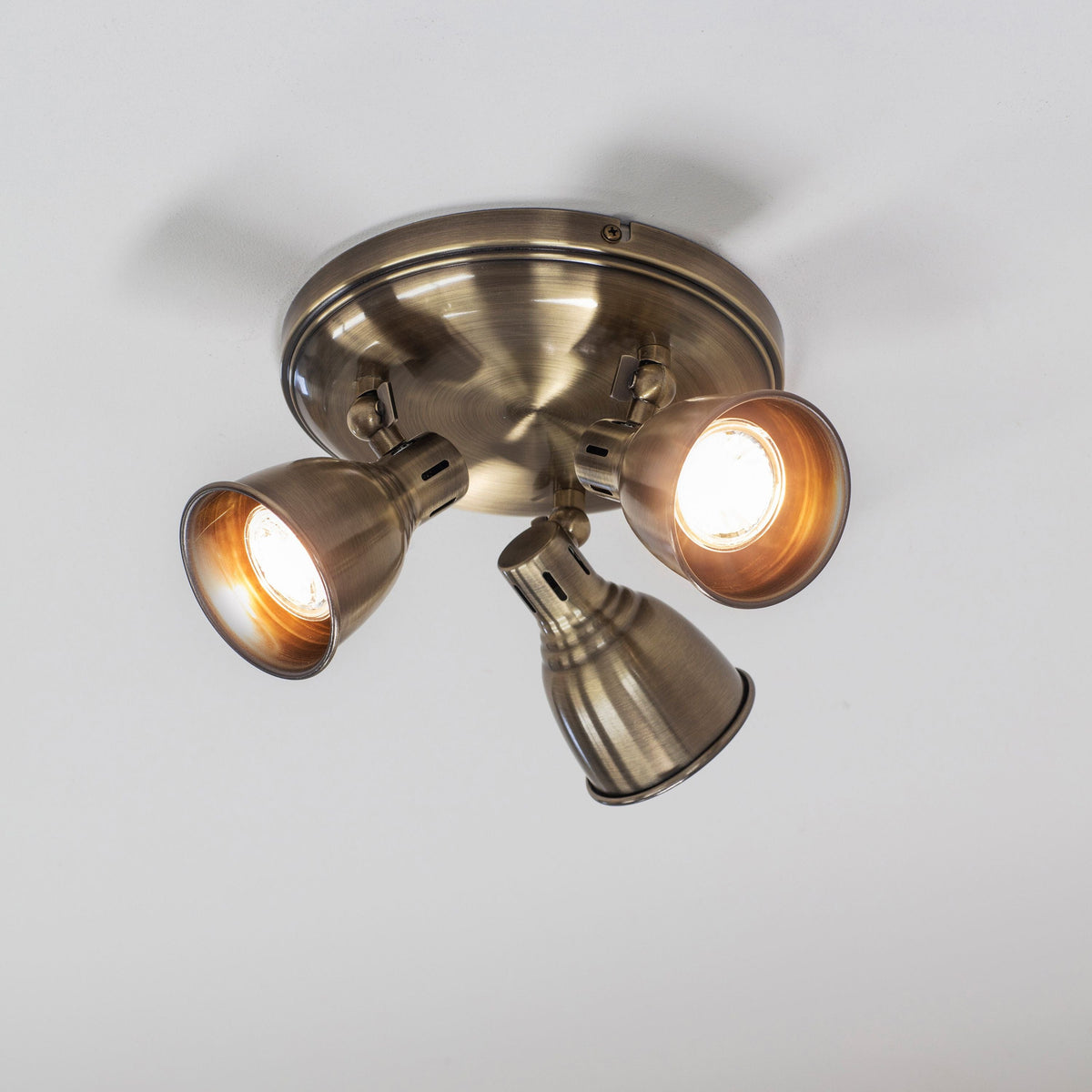 Highbridge 3 Round Ceiling Light Antique Brass.