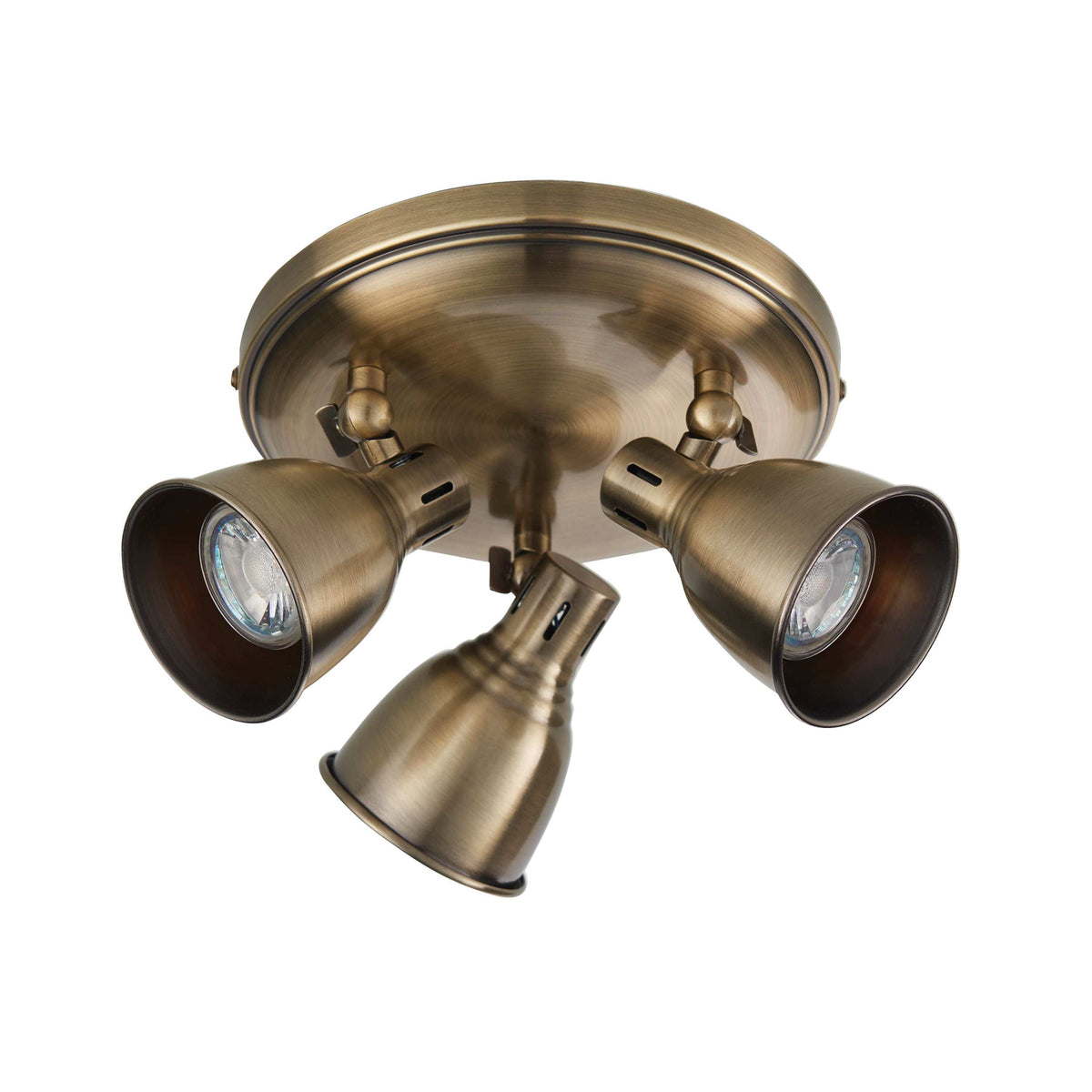 Highbridge 3 Round Ceiling Light Antique Brass.