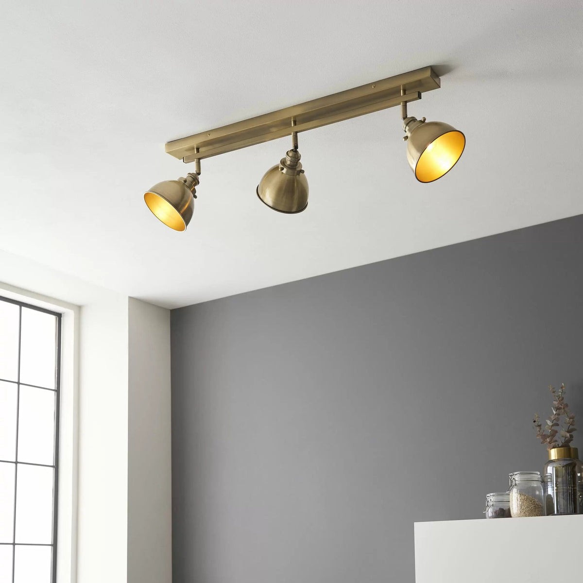 Hoggeston 3 Ceiling Light Brass.